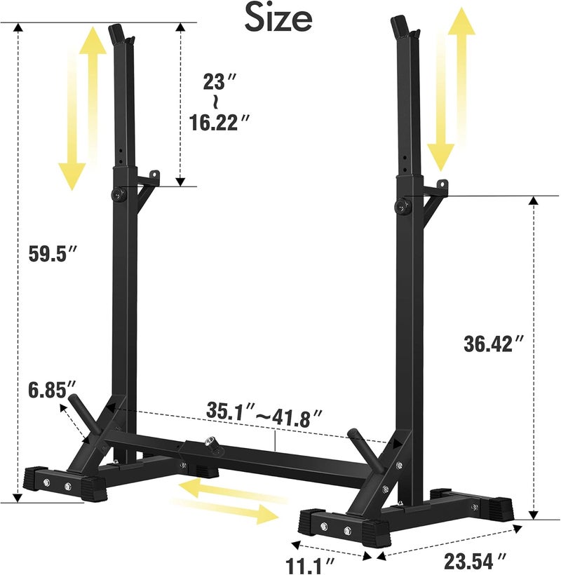 CANPA Adjustable Squat Rack Stand Multi-Function Barbell Rack Weight Lifting Gym Dumbbell Racks Home Gym Bench Press Rack Dumbbell Racks Stands 600Lbs - Image 3